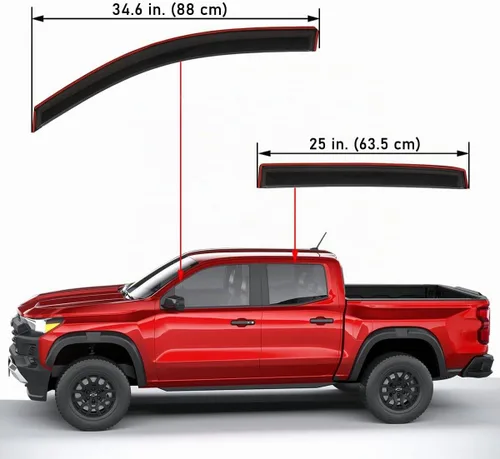 Vista 3 de Lightronic - Viseras de ventilación extra duraderas, con clip, para canal interno, para auto, se ajustan a Chevrolet Colorado 2023-2025 y GMC