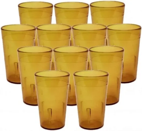 Vista 7 de TrueCraftware - Juego de 12 vasos de color ámbar de 5 onzas. Vasos reutilizables de té helado de alta calidad, apilables, aptos para lavavajillas