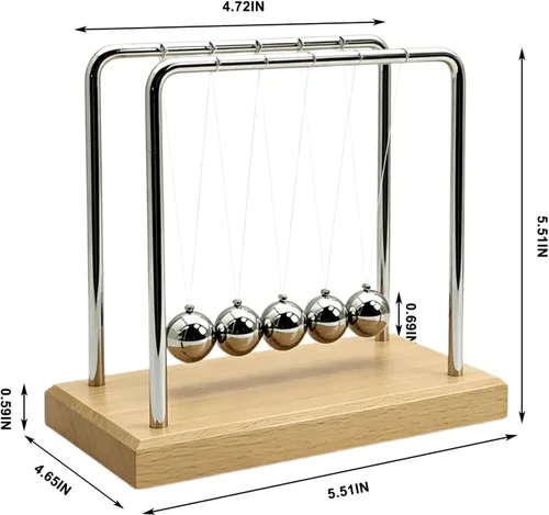 Vista 2 de Newtons - Bolas de péndulo de equilibrio de cuna, bolas cinéticas oscilantes con base de haya, herramienta de aprendizaje educativo de ciencia