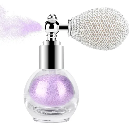 Vista 8 de KYDA Spray en polvo iluminador, spray de purpurina de alto brillo, maquillaje en polvo brillante, para cosméticos con purpurina facial y corporal