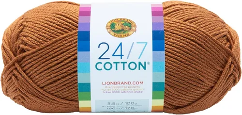 Vista 65 de Lion Brand Yarn - Hilo ligero 24/7 de algodón para tejer, hacer ganchillo y manualidades, Ámbar, paquete de 1 Light Worsted 100% Mercerized Cotton
