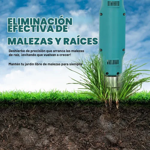 Vista 9 de Herramienta de extracción de malezas eléctrica de 21 V, extractor de malezas resistente con batería de 3000 mAh x 2, desbrozadora de raíces