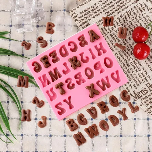 Vista 7 de 6 PIEZAS Moldes de Chocolate, Letras Números Moldes de Chocolate de Silicona Reutilizables Moldes de Dulces del Alfabeto con Feliz Cumpleaños