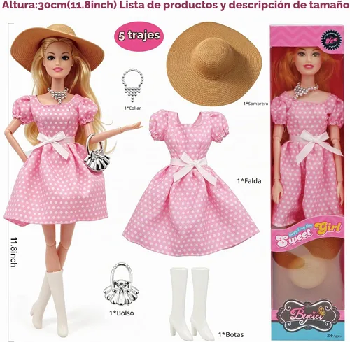 Vista 6 de Juego de 4 muñecas de moda de juguete americano de 11.5 pulgadas, muñecas de princesa para niñas de 6 a 12 años, juego de muñecas con accesorios
