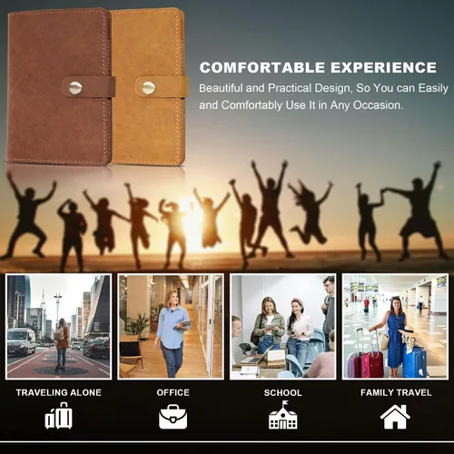Vista 5 de Funda de cuero de grano completo para pasaporte para hombres y mujeres, cartera de pasaporte y tarjetero de vacuna, funda para pasaporte, cartera