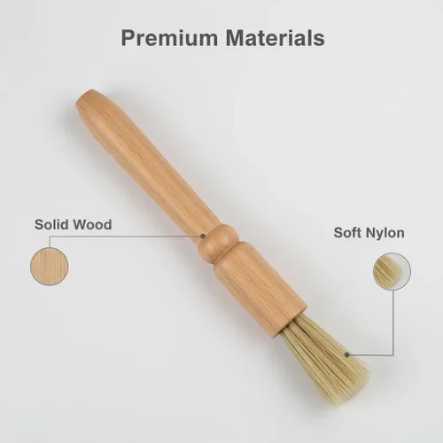 Vista 4 de 2 piezas de cepillo de limpieza para molinillo de café, mango de madera y cerdas naturales, cepillo de espresso para polvo de madera, accesorios