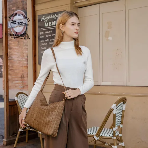 Vista 2 de Telena Bolsos Hobo de cuero para mujer, bolsos cruzados grandes para mujer, a la moda, con correa ajustable