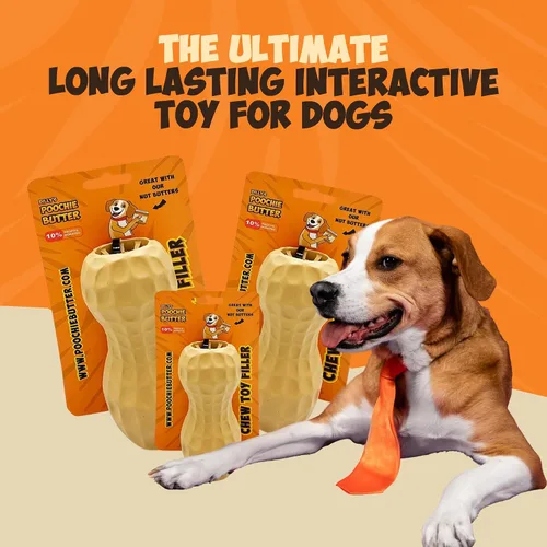 Vista 7 de Poochie Butter Juguete masticable duradero de mantequilla de maní para perros, juguetes masticables para masticadores agresivos, juguete de goma