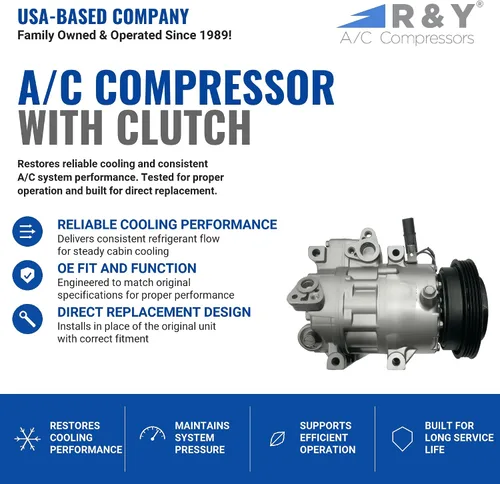 Vista 2 de Compresor de CA RYC y embrague de A/C AEG307 (se adapta a Hyundai Elantra 2.0L 2007, 2008, 2009, 2010, 2011, 2012)
