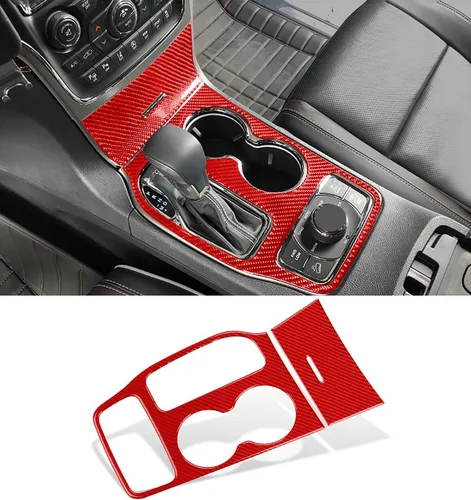 Vista 15 de YOCTM Compatible con Jeep Grand Cherokee 2011 2012 2013 Cubierta de palanca de cambios Accesorios interiores de fibra de carbono real consola