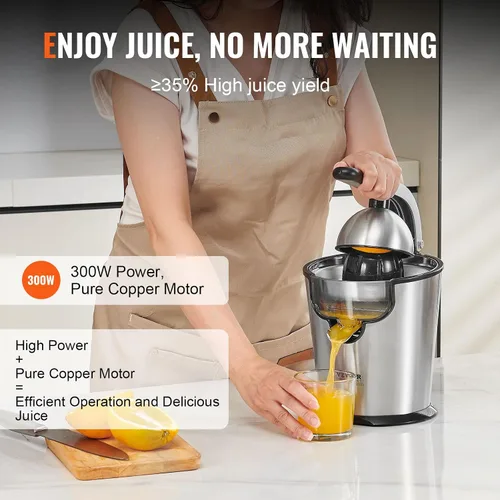Vista 3 de VEVOR Exprimidor eléctrico de cítricos, exprimidor de jugo de naranja con conos de jugo de dos tamaños, máquina de jugo de naranja de acero