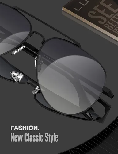 Vista 47 de LUENX, Aviator - Gafas de sol polarizadas, para hombres y mujeres, protección UV 400, con funda 60MM