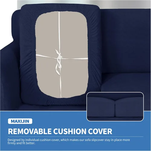 Vista 18 de MAXIJIN 2 piezas de fundas para silla con brazos, funda para silla de sofá para sala de estar, funda elástica para perros para una silla con 1 cojín