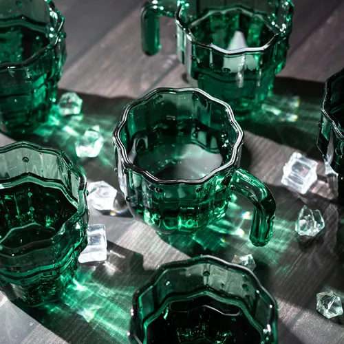 Vista 5 de Vasos apilables de cactus, regalos Stacktus, juego de vasos con forma de cactus de 6 a 10 onzas con asas, figuras de vidrio verde soplado