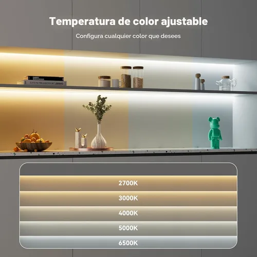 Vista 2 de PAUTIX COB Tiras de Luces LED 2700K-6500K CCT Sintonizable Blanco 24ft Certificadas UL Luces LED Sin Puntos Super Brillantes Regulables 24V Cinta