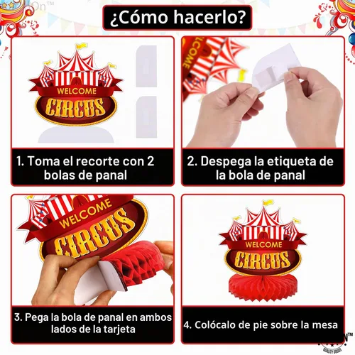 Vista 3 de KatchOn, Centros de mesa de carnaval para mesas, paquete de 9, decoraciones de fiesta temática de circo, decoraciones de mesa de circo, decoración