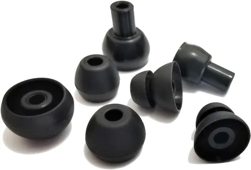 Vista 2 de Almohadillas de repuesto de silicona para Beats Flex, X, Powerbeats - Doble brida, goma, 8 pares de color negro