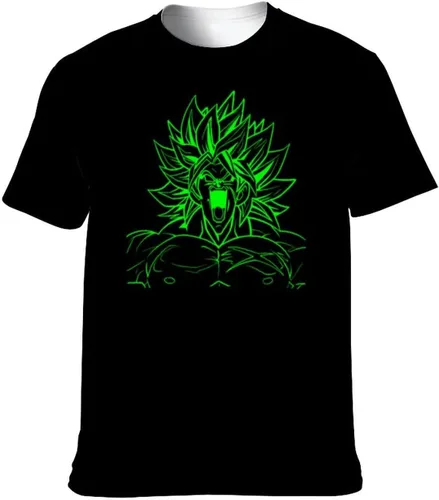 Vista 6 de Saiyajin Broly - Camisetas casuales para hombre, manga corta, unisex, cuello redondo, camisetas para jóvenes y adultos