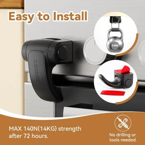 Vista 6 de EUDEMON 1 paquete de cerradura para horno, cerradura de puerta de horno a prueba de bebés, cerradura frontal de horno de seguridad para niños, fácil