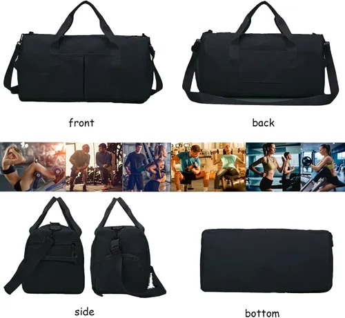 Vista 5 de Bolsa de gimnasio para mujer con separación para húmedo y seco, almacenamiento de zapatos, bolsa de viaje impermeable para gimnasio, natación, yoga