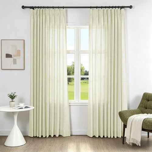 Vista 23 de Fcosie Cortinas plisadas filtrantes de luz para sala de estar, dormitorio, granja Kithcen, protección de privacidad, mezcla de lino, 2 paneles, 50
