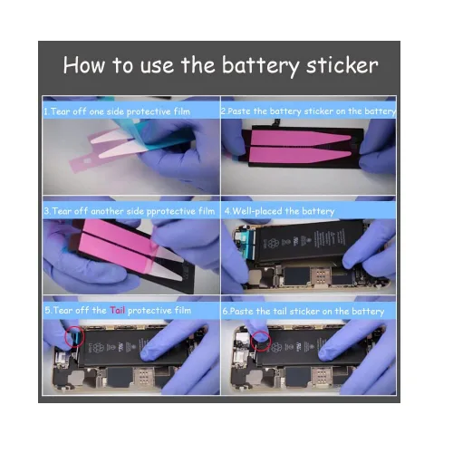 Vista 6 de Adhesivo de batería OEM para iPhone 13, tiras de pegamento de doble cara, pieza de repuesto de cinta adhesiva, paquete de 3