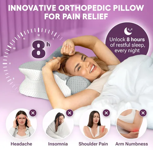 Vista 2 de Almohada Cervical para Dormir, Almohada Dreamers Relief, Almohada para Dormir de Lado para Adultos, Almohada de Espuma Viscoelástica de Altura