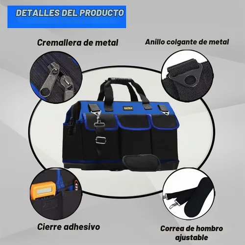 Vista 3 de FASTECH Bolsa de herramientas inferior de 20 pulgadas con boca ancha para almacenamiento de herramientas, portador y organizador, bolsa