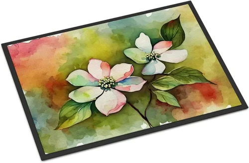 Vista 94 de Caroline's Treasures DAC1621MAT - Felpudo con diseño de camelia en acuarela de 18 x 27 pulgadas, tapete para puerta delantera, para interiores
