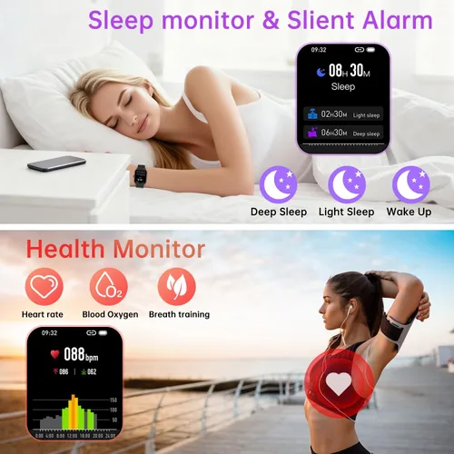Vista 3 de Reloj inteligente para hombres y mujeres ICHPULG para fitness: para correr, responder, hacer llamadas, digital, relojes para hombres, impermeable