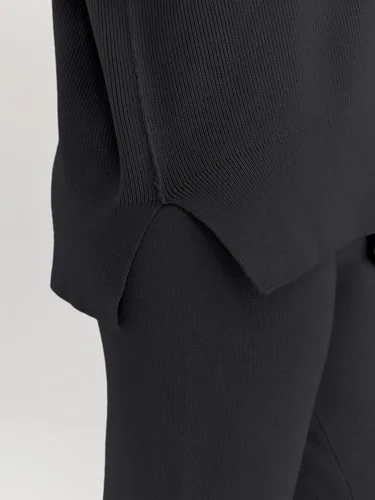 Vista 4 de LILLUSORY Conjunto de 2 piezas para mujer, sudadera de punto de gran tamaño, pantalones de pierna ancha, conjunto de descanso