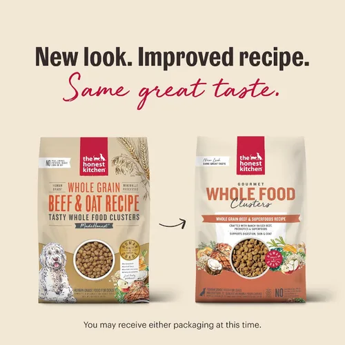 Vista 3 de The Honest Kitchen racimos de alimentos enteros libres de granos de carne de res alimento seco para perros, 1 libra