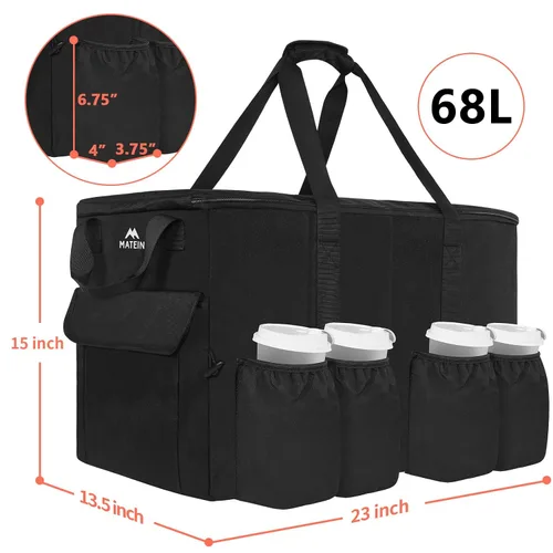 Vista 4 de MATEIN Bolsa aislante para entrega de alimentos, bolsa térmica XXXL para alimentos fríos y calientes, resistente al agua, plegable, para transporte