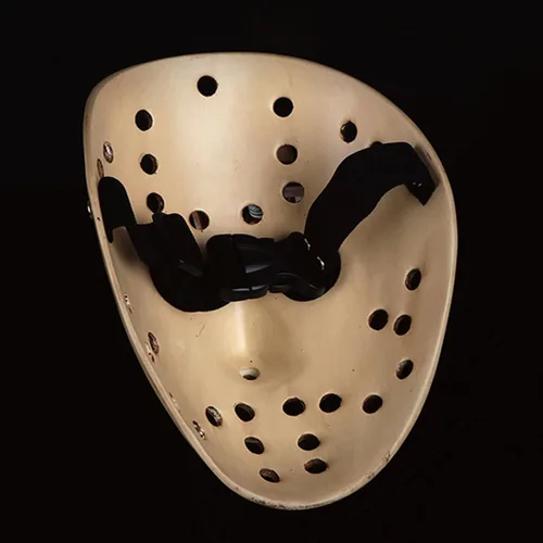 Vista 4 de Freddy vs Jason - Máscara de hockey de resina para Halloween, fiesta de baile de disfraces, accesorios Beige