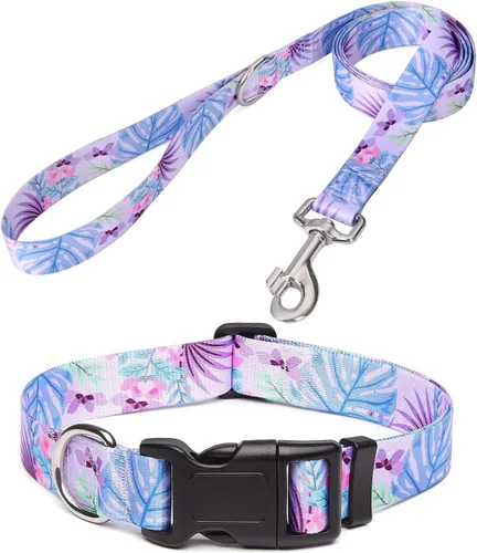 Vista 26 de Mihqy - Collar de perro, patrones geométricos florales, tribales, bohemios, collar de estilo étnico, suave y ajustable, para perros pequeños