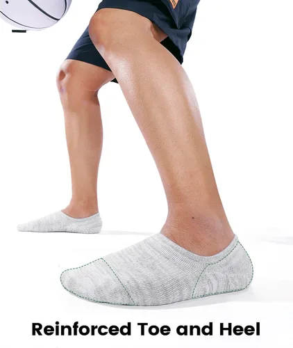 Vista 4 de IDEGG - Calcetines deportivos de algodón de corte bajo con agarre antideslizante para hombres