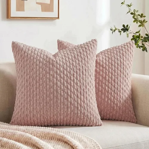 Vista 12 de Fancy Homi - Juego de 2 fundas de almohada decorativas de color rosa polvoriento de 30.5 x 30.5 cm con pompones para sofá cama, decoración moderna