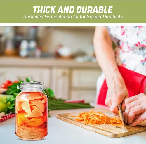 Vista 5 de Teenyyou Kit de fermentación de tarro de fermentación con pesos de fermentación y esclusas de aire para chucrut, verduras y otros alimentos