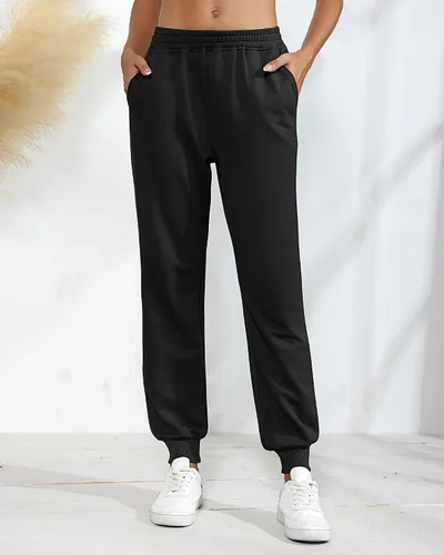 Vista 3 de Pantalones deportivos holgados para mujer, 2 piezas, pantalones deportivos de cintura alta para entrenamiento