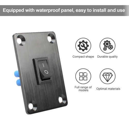 Vista 2 de 1 pieza Interruptor basculante negro KCD1 para barco, interruptor de panel SPST de 2 posiciones y 2 pines, 6A 250V CA 10A 125V CA, con 4 piezas