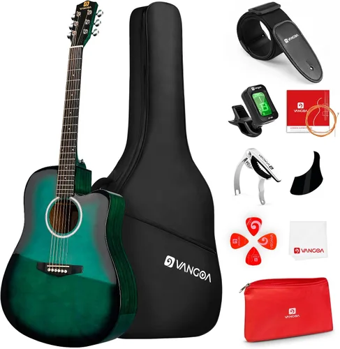 Vista 8 de Vangoa Guitarra para Zurdos, Kit de Guitarra Acústica para Zurdos de Tamaño Completo con Cutaway para Adultos Principiantes de 41 Pulgadas, Juego