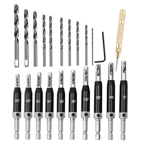 Vista 7 de Broca autocentrante con vástago hexagonal de 1/4 pulgadas, 3/32 pulgadas, 7/64 pulgadas, 1/8 pulgadas para tornillo #6#8#10 Vix Bit para perforar