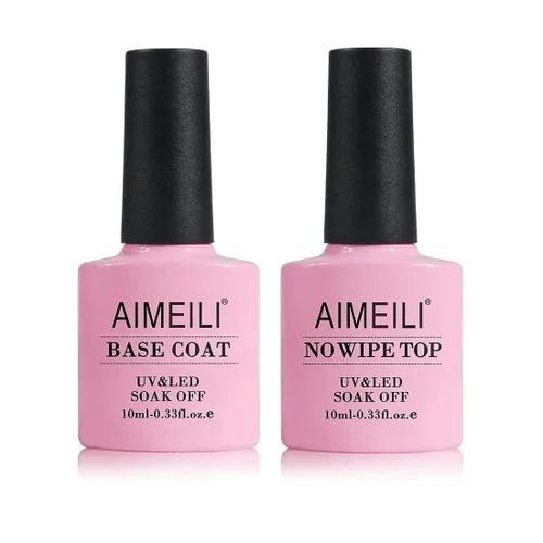 Vista 6 de AIMEILI Base y esmalte de uñas de gel para preparación de uñas, capa superior y base que no se limpia
