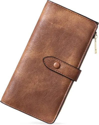 Vista 32 de BOSTANTEN - Cartera de piel auténtica para mujer con bolsillo con cremallera, Rojo rosa), BL3162011Krosered