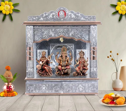 Vista 2 de Mandir de plata para el hogar - cobre oxidado - sin puerta (mediano)