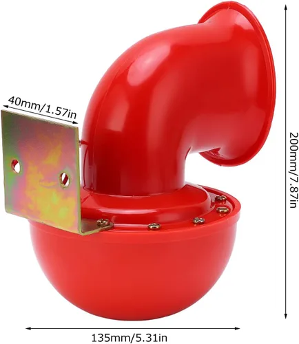 Vista 5 de Bocina de coche, 12 V 150 db cuerno de aire rojo cuerno eléctrico de sonido de vaca cuerno de metal para camión, tren, barco, motocicleta, coche