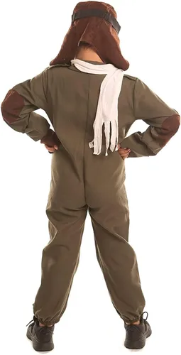 Vista 5 de Disiao Disfraz de piloto del ejército para niños y niñas, trajes de Halloween para cosplay