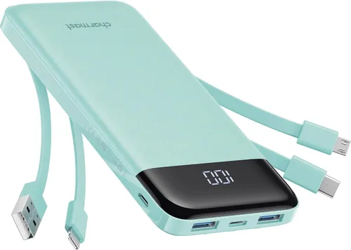 Vista 11 de charmast Cargador portátil de 10000 mAh, 4 cables integrados, 6 salidas/3 entradas, carga rápida de 3 A, compatible con iPhone, iPad, Samsung
