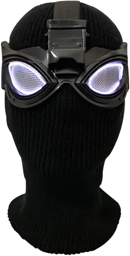 Vista 2 de Haho - Máscara de superhéroe protector para la cabeza con gafas para nadar disfraz de superhéroe de Peter Parker color blanco