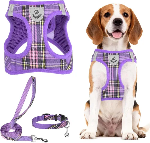 Vista 95 de PUPTECK - Arnés, collar y correa ajustables, sin tirones, para perros pequeños y medianos, cachorros y gatos, pechera reflectante acolchada de malla